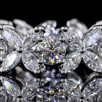 14K White Gold Eternity Band with Inclined Prong Set Marquise and Round Brilliant Lab Diamonds - 2.35 Carats Total Diamond Weight - Covaloro Fine Jewelry
