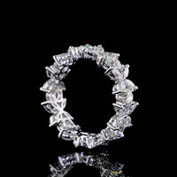 14K White Gold Eternity Band with Inclined Prong Set Marquise and Round Brilliant Lab Diamonds - 2.35 Carats Total Diamond Weight - Covaloro Fine Jewelry