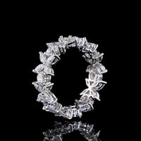 14K White Gold Eternity Band with Inclined Prong Set Marquise and Round Brilliant Lab Diamonds - 2.35 Carats Total Diamond Weight - Covaloro Fine Jewelry