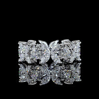 14K White Gold Eternity Band with Inclined Prong Set Round and Marquise Cut Lab Diamonds - 2.58 Carat Total Diamond Weight - Covaloro Fine Jewelry