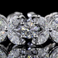 14K White Gold Eternity Band with Inclined Prong Set Round and Marquise Cut Lab Diamonds - 2.58 Carat Total Diamond Weight - Covaloro Fine Jewelry
