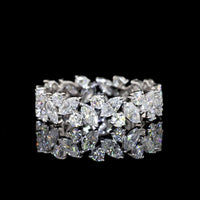 14K White Gold Eternity Band with Inclined Setting Marquise and Brilliant Cut Lab Diamonds - 1.68 Carats Total Diamond Weight - Covaloro Fine Jewelry