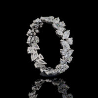 14K White Gold Eternity Band with Inclined Setting Marquise and Brilliant Cut Lab Diamonds - 1.68 Carats Total Diamond Weight - Covaloro Fine Jewelry