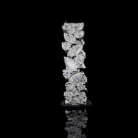 14K White Gold Eternity Band with Inclined Setting Marquise and Brilliant Cut Lab Diamonds - 1.68 Carats Total Diamond Weight - Covaloro Fine Jewelry