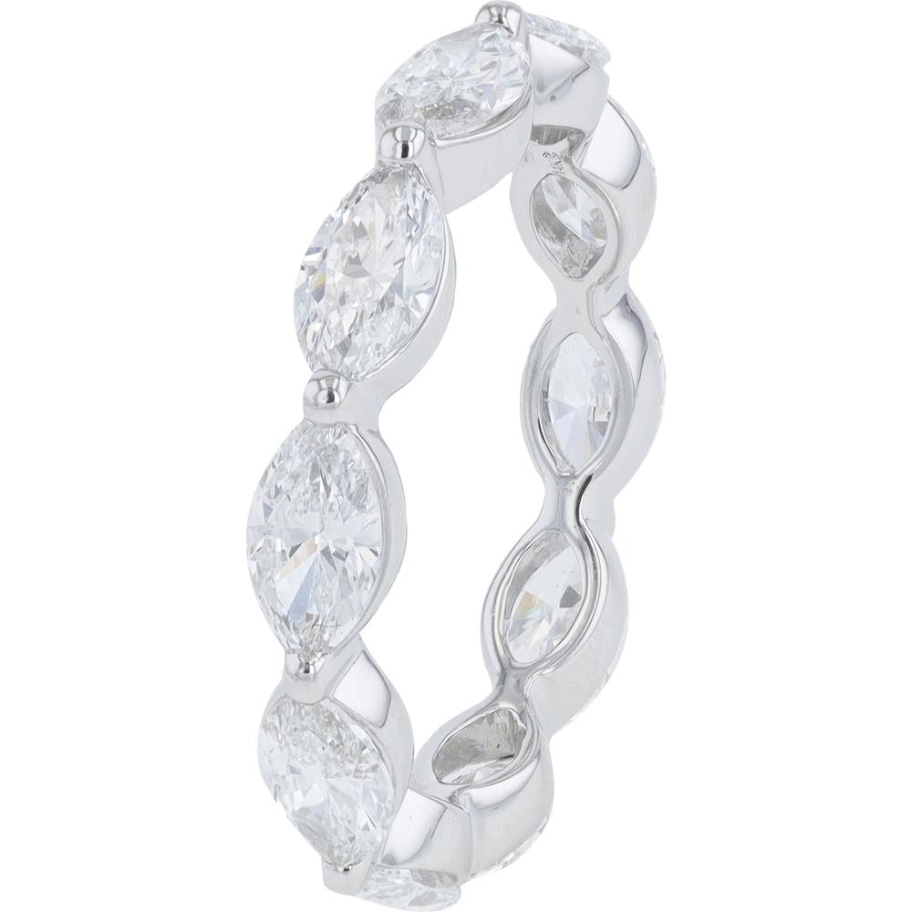 14K White Gold Eternity Band with Marquise Lab Grown Diamonds - 3.00 Carat Total Diamond Weight