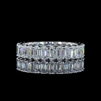 14K White Gold Eternity Band with Micro-Pave Set Emerald Cut Lab Diamonds - 2.79 Carats Total Weight - Covaloro Fine Jewelry