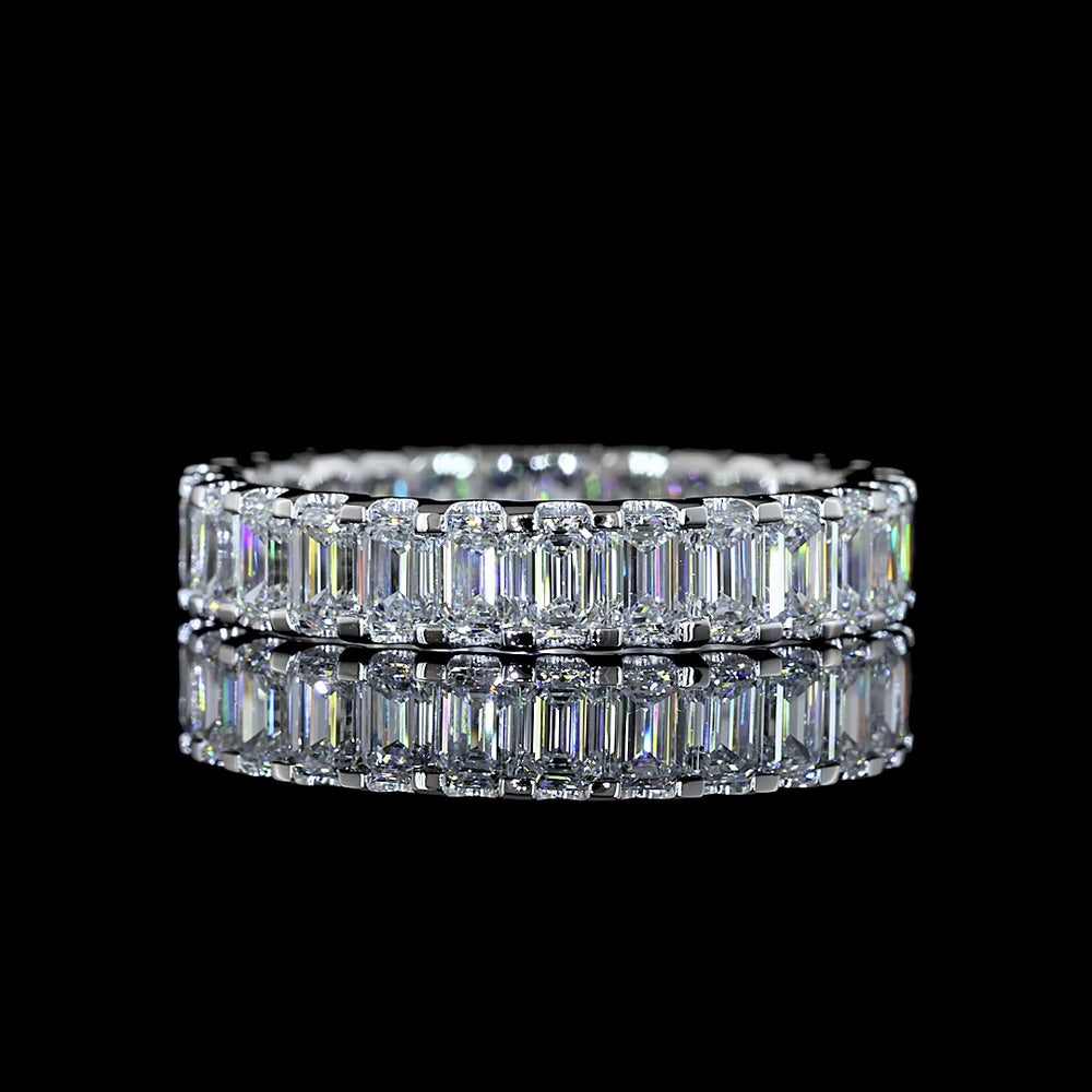 14K White Gold Eternity Band with Micro-Pave Set Emerald Cut Lab Diamonds - 2.79 Carats Total Weight - Covaloro Fine Jewelry