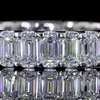 14K White Gold Eternity Band with Micro-Pave Set Emerald Cut Lab Diamonds - 2.79 Carats Total Weight - Covaloro Fine Jewelry