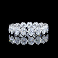 14K White Gold Eternity Band with North-South Bezel Set Oval Cut Lab Diamonds - 2.65 Carat Total Weight - Covaloro Fine Jewelry