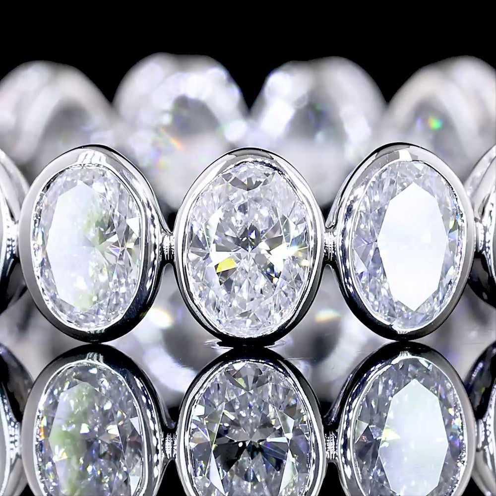 14K White Gold Eternity Band with North-South Bezel Set Oval Cut Lab Diamonds - 2.65 Carat Total Weight - Covaloro Fine Jewelry