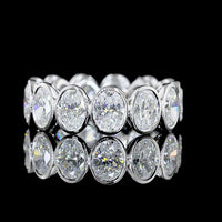 14K White Gold Eternity Band with North-South Bezel Set Oval Cut Lab Diamonds - 5.12 Carats Total Diamond Weight - Covaloro Fine Jewelry