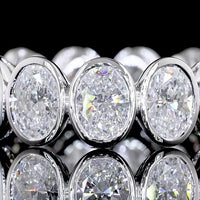 14K White Gold Eternity Band with North-South Bezel Set Oval Cut Lab Diamonds - 5.12 Carats Total Diamond Weight - Covaloro Fine Jewelry