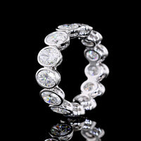 14K White Gold Eternity Band with North-South Bezel Set Oval Cut Lab Diamonds - 5.12 Carats Total Diamond Weight - Covaloro Fine Jewelry