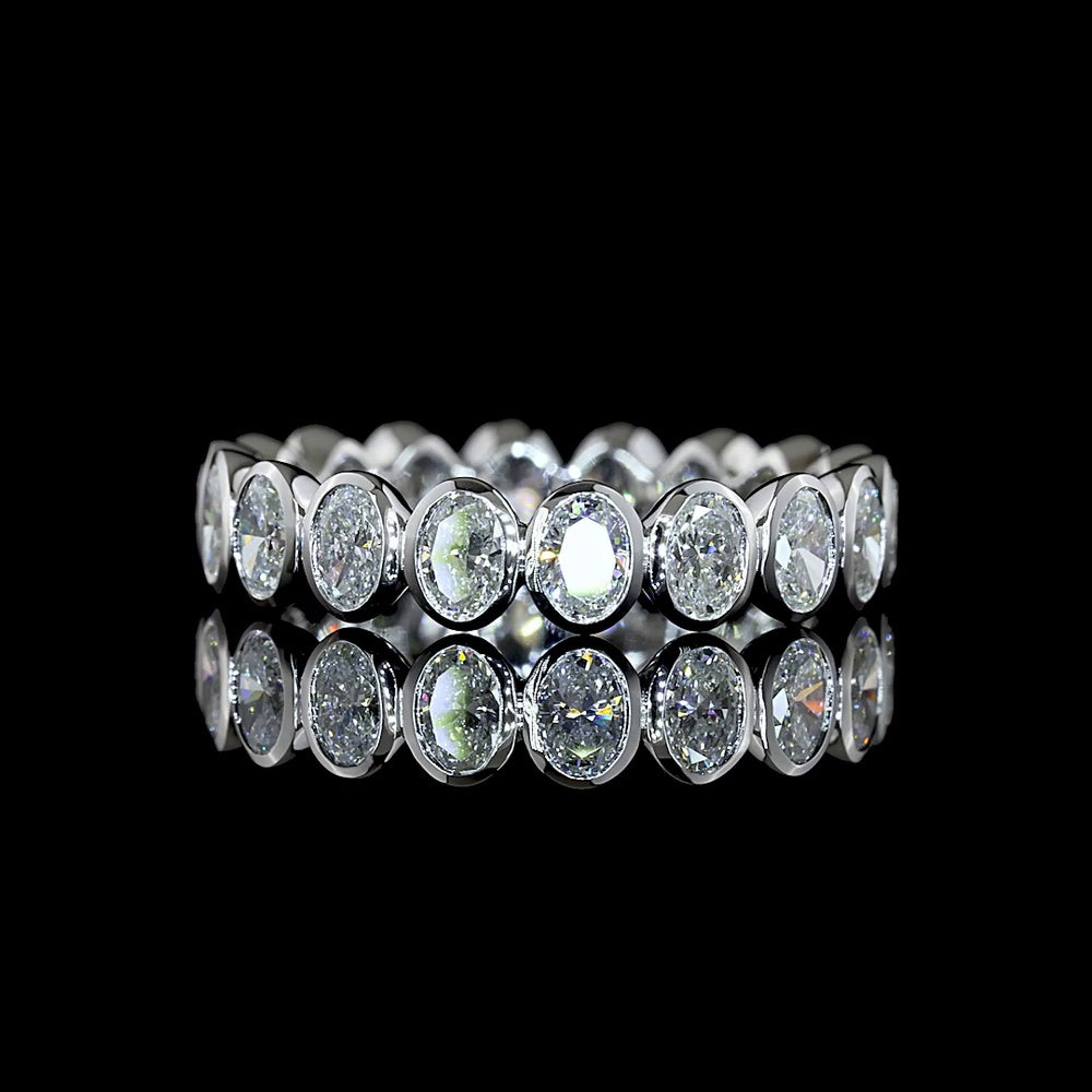 14K White Gold Eternity Band with North-South Bezel Set Oval Lab Diamonds - 1.99 Carats Total Diamond Weight - Covaloro Fine Jewelry