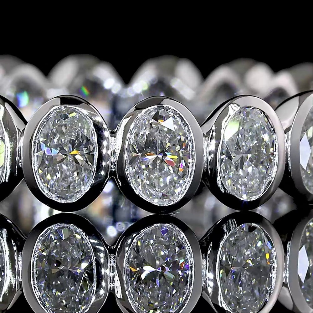 14K White Gold Eternity Band with North-South Bezel Set Oval Lab Diamonds - 1.99 Carats Total Diamond Weight - Covaloro Fine Jewelry