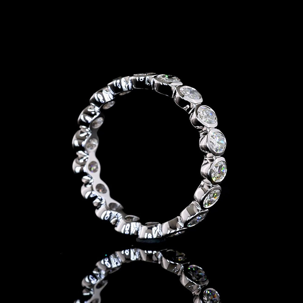 14K White Gold Eternity Band with North-South Bezel Set Oval Lab Diamonds - 1.99 Carats Total Diamond Weight - Covaloro Fine Jewelry