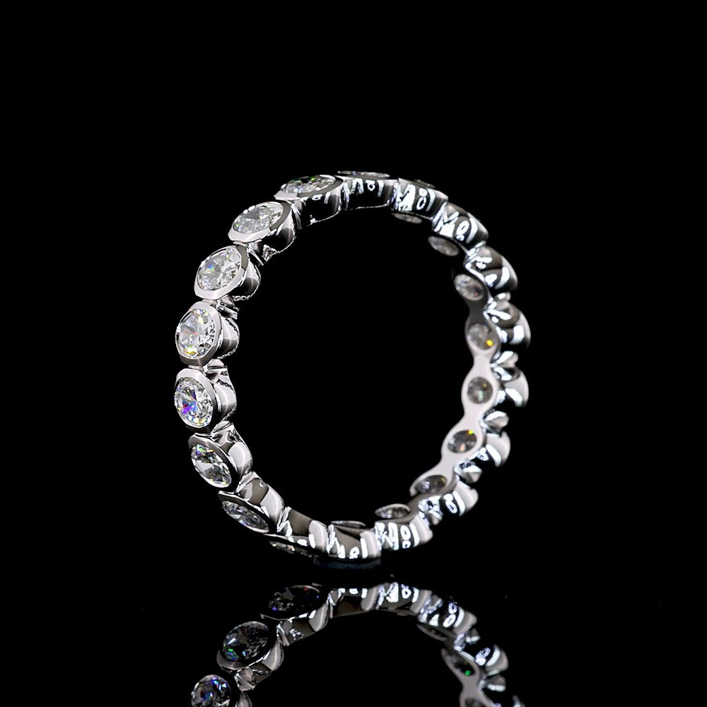 14K White Gold Eternity Band with North-South Bezel Set Oval Lab Diamonds - 1.99 Carats Total Diamond Weight - Covaloro Fine Jewelry