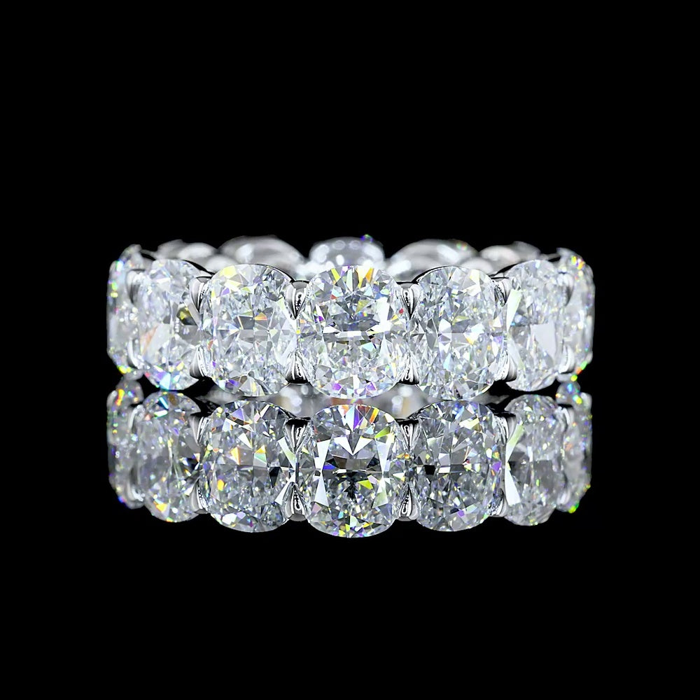 14K White Gold Eternity Band with North-South Cushion Brilliant Cut Lab Diamonds - 10.31 Carat Total Diamond Weight - Covaloro Fine Jewelry