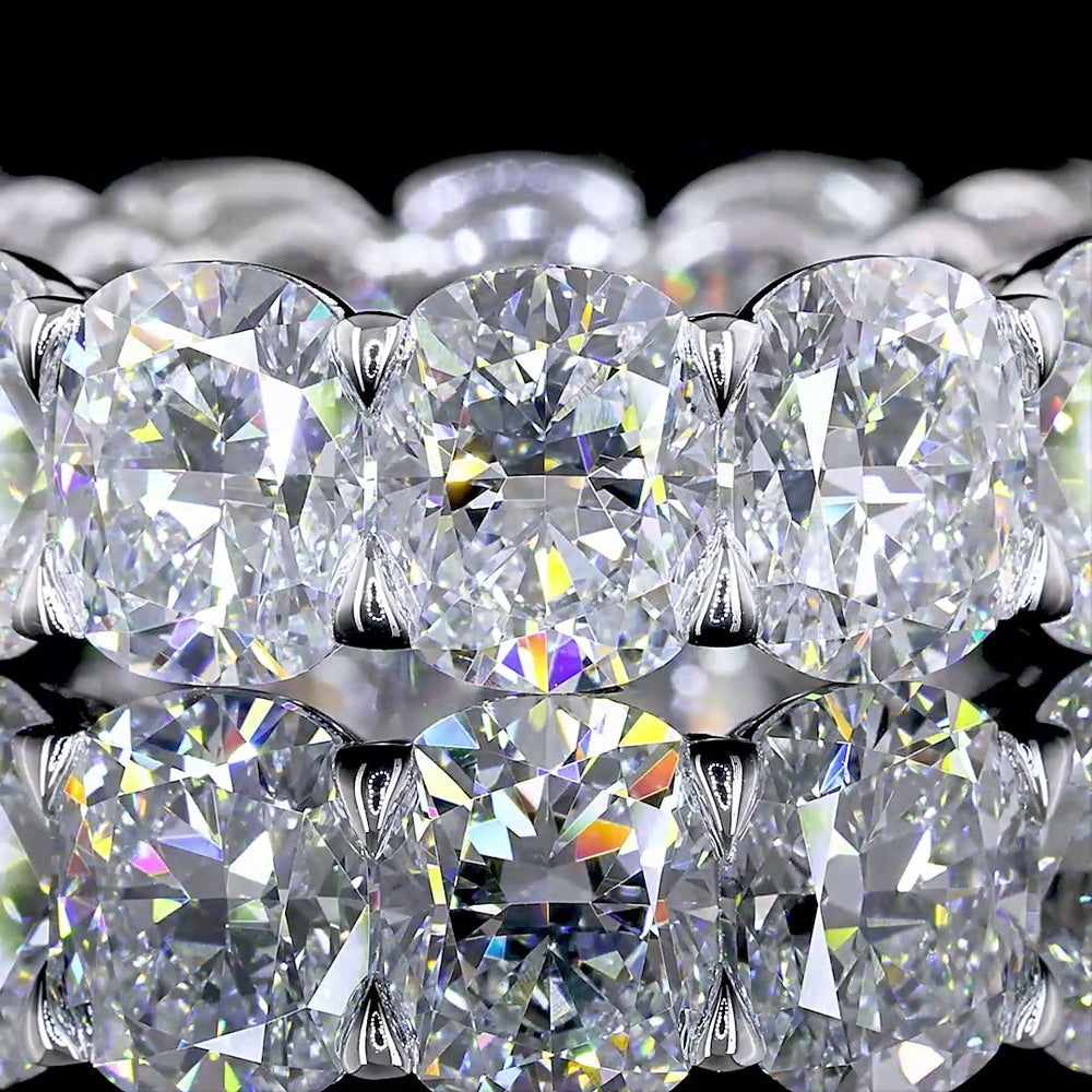 14K White Gold Eternity Band with North-South Cushion Brilliant Cut Lab Diamonds - 10.31 Carat Total Diamond Weight - Covaloro Fine Jewelry