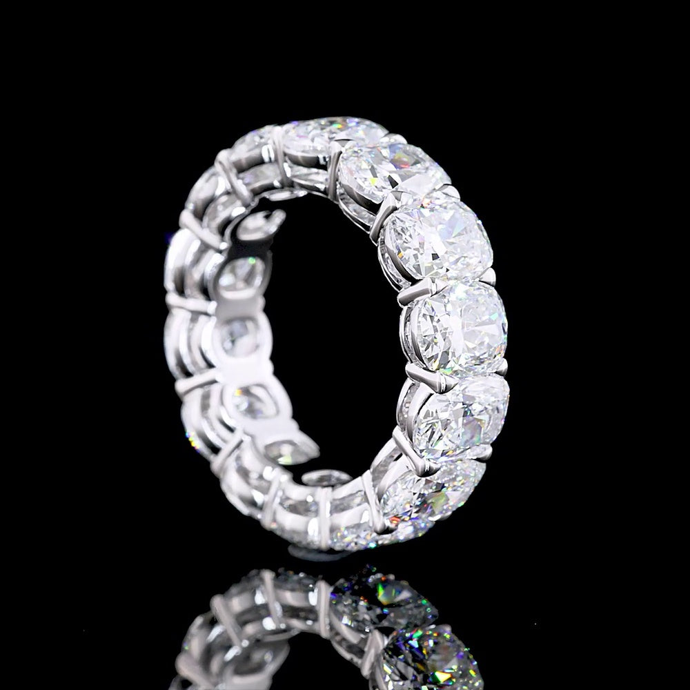 14K White Gold Eternity Band with North-South Cushion Brilliant Cut Lab Diamonds - 10.31 Carat Total Diamond Weight - Covaloro Fine Jewelry