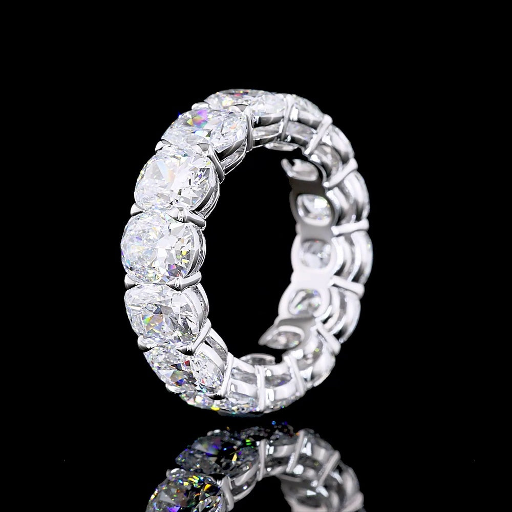 14K White Gold Eternity Band with North-South Cushion Brilliant Cut Lab Diamonds - 10.31 Carat Total Diamond Weight - Covaloro Fine Jewelry