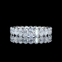 14K White Gold Eternity Band with North-South Oval Cut Lab Diamonds - 2.32 Carat Total Weight, E-F Color VS Clarity, 24 Stones in Prong Setting - Covaloro Fine Jewelry