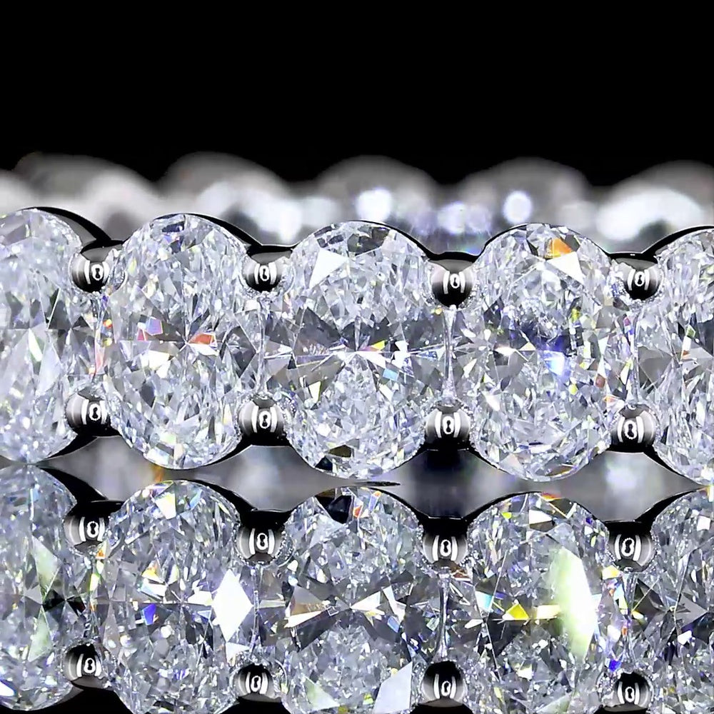 14K White Gold Eternity Band with North-South Oval Cut Lab Diamonds - 2.32 Carat Total Weight, E-F Color VS Clarity, 24 Stones in Prong Setting - Covaloro Fine Jewelry