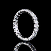 14K White Gold Eternity Band with North-South Oval Cut Lab Diamonds - 2.32 Carat Total Weight, E-F Color VS Clarity, 24 Stones in Prong Setting - Covaloro Fine Jewelry
