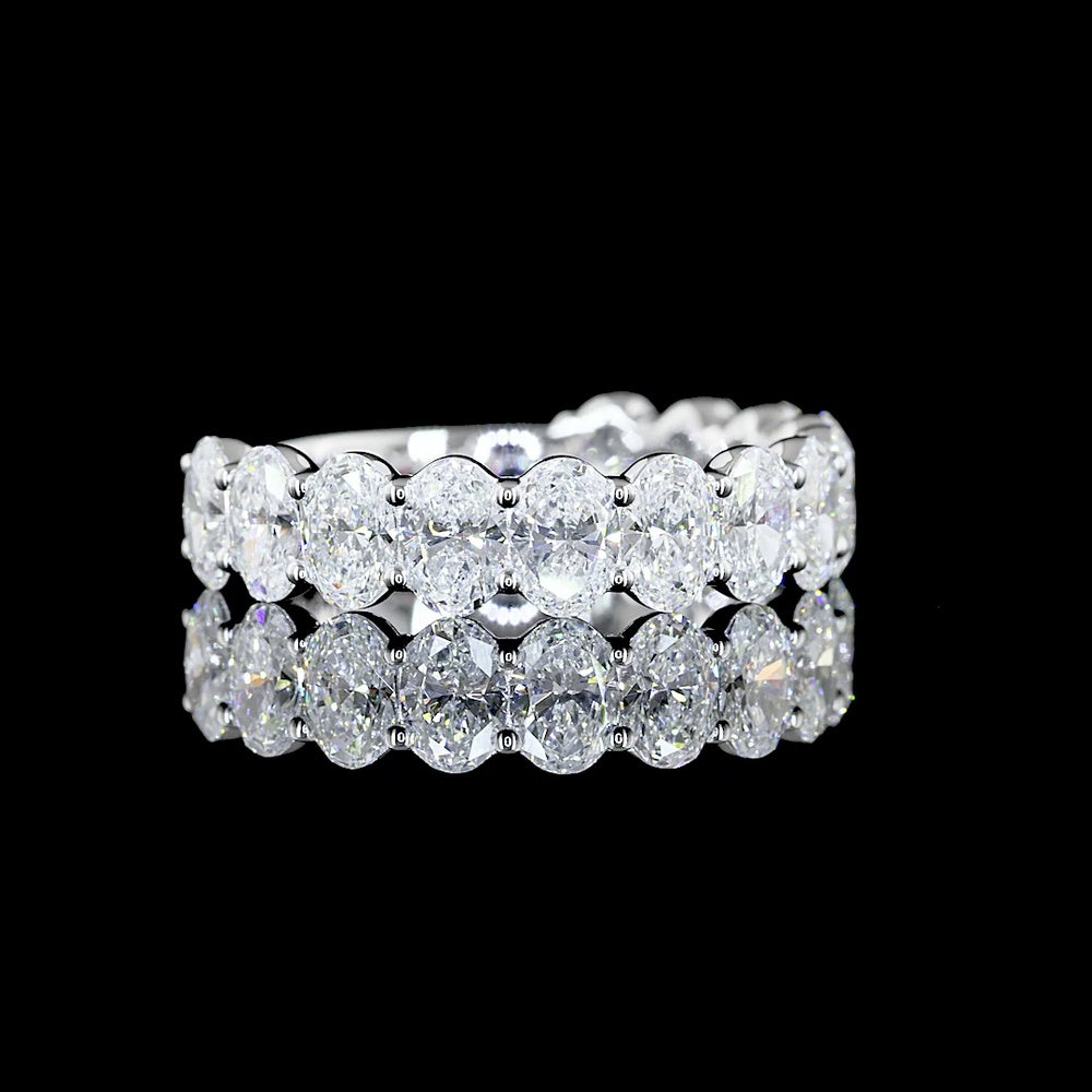 14K White Gold ¾ Eternity Band with North-South Oval Cut Lab Diamonds - 2.56 Carat Total Weight, E-F Color, VS Clarity - Covaloro Fine Jewelry