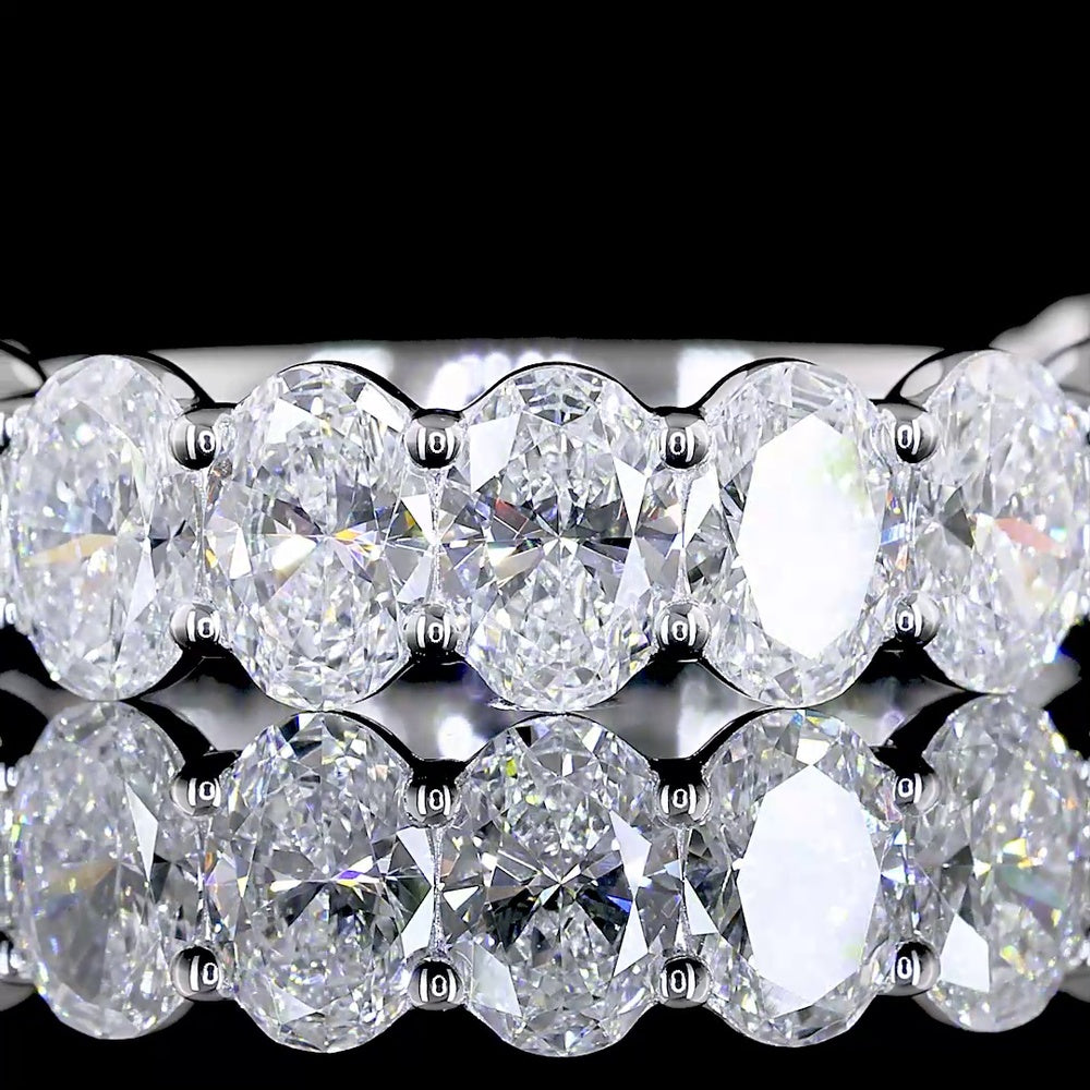 14K White Gold ¾ Eternity Band with North-South Oval Cut Lab Diamonds - 2.56 Carat Total Weight, E-F Color, VS Clarity - Covaloro Fine Jewelry