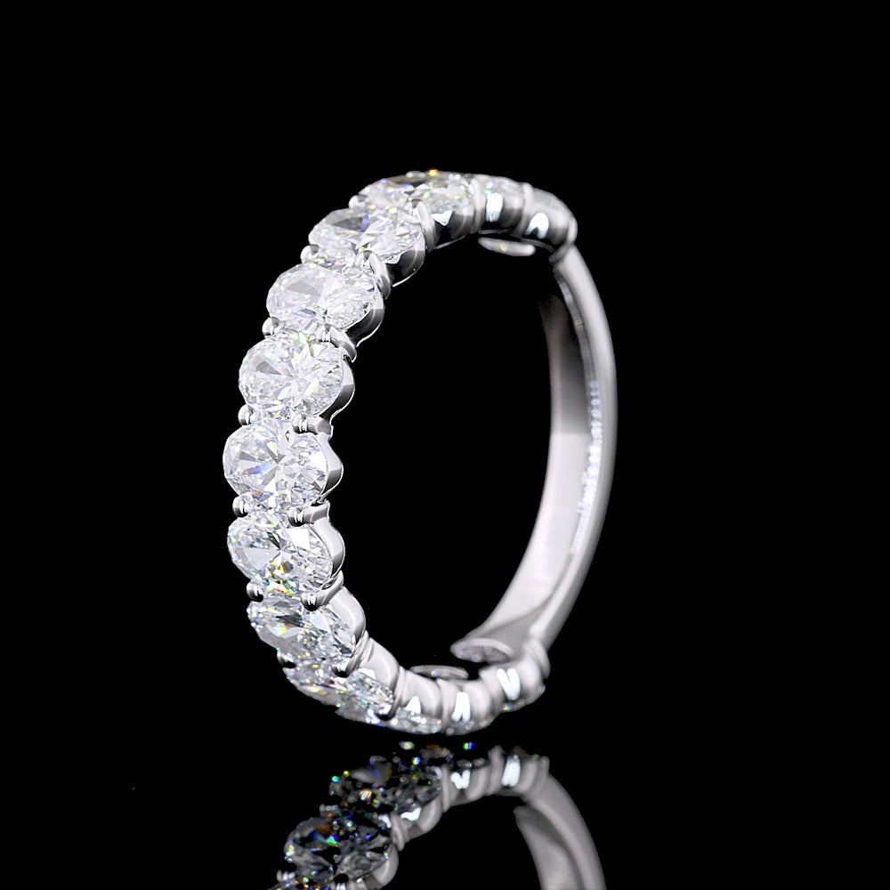 14K White Gold ¾ Eternity Band with North-South Oval Cut Lab Diamonds - 2.56 Carat Total Weight, E-F Color, VS Clarity - Covaloro Fine Jewelry