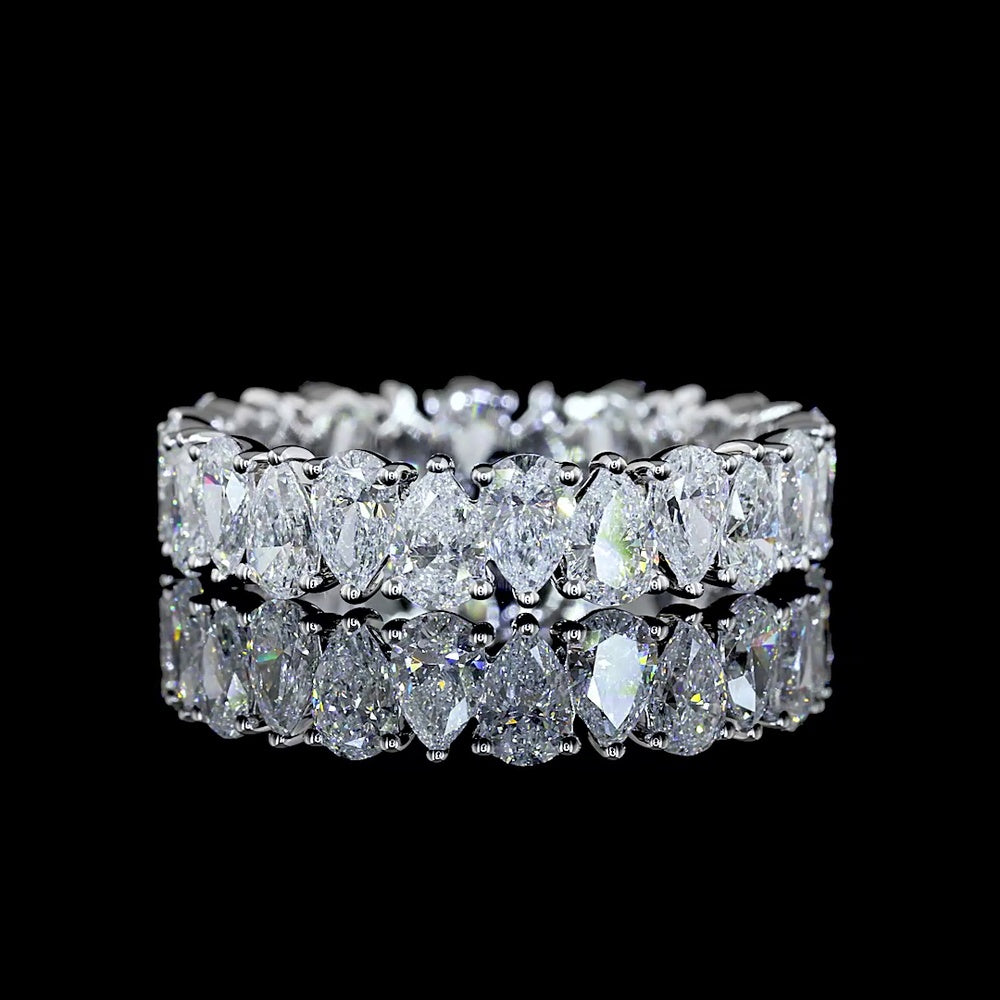 14K White Gold Eternity Band with North-South Pear Shape Lab Grown Diamonds - 2.85 Carats Total Diamond Weight - Covaloro Fine Jewelry