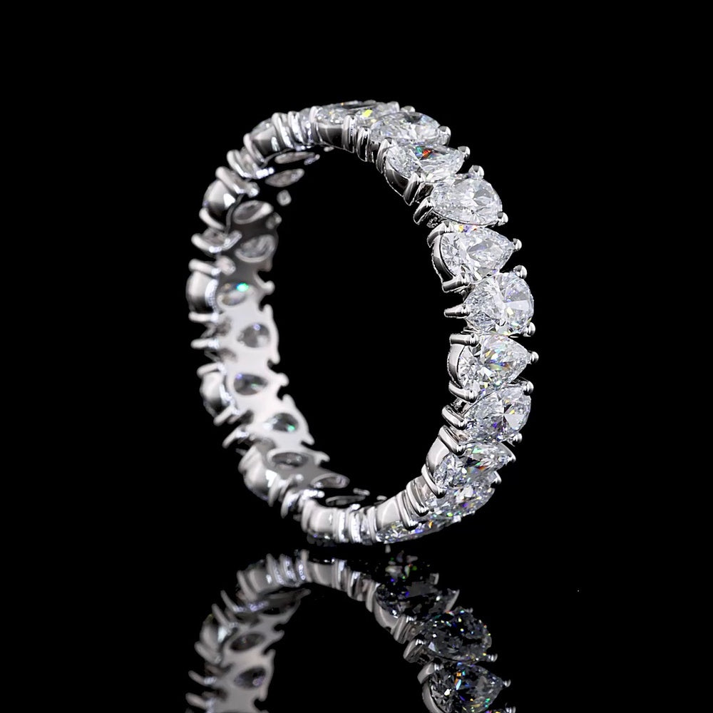 14K White Gold Eternity Band with North-South Pear Shape Lab Grown Diamonds - 2.85 Carats Total Diamond Weight - Covaloro Fine Jewelry