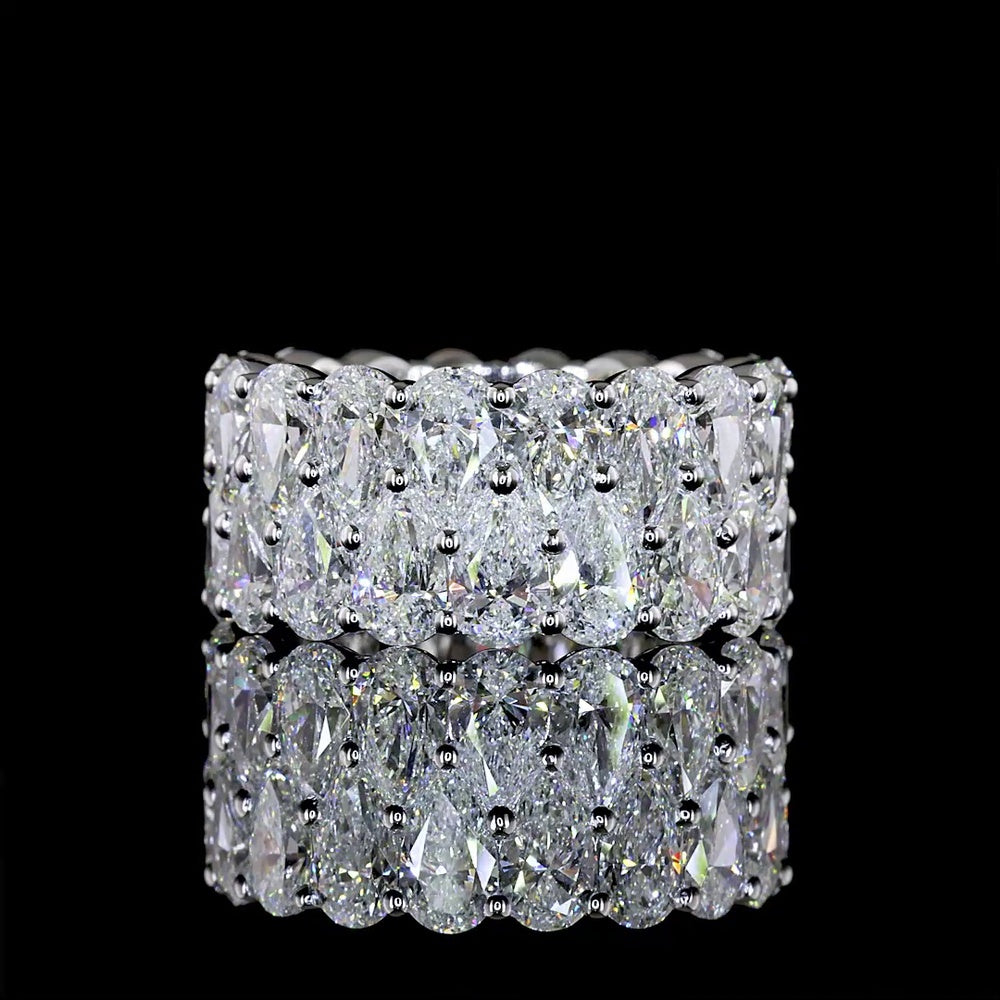 14K White Gold Eternity Band with North-South Pear Shaped Lab Diamonds - 36 Stones, 10.10 Carat Total Weight, E-F Color VS1 Clarity - Covaloro Fine Jewelry
