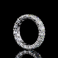 14K White Gold Eternity Band with North-South Prong Set Antique Cushion Cut Lab Diamonds - 6.15 Carats Total Diamond Weight - Covaloro Fine Jewelry