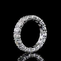 14K White Gold Eternity Band with North-South Prong Set Antique Cushion Cut Lab Diamonds - 6.15 Carats Total Diamond Weight - Covaloro Fine Jewelry