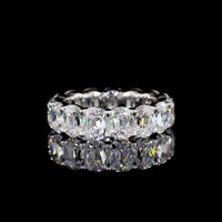 14K White Gold Eternity Band with North-South Prong Set Antique Cushion Cut Lab Diamonds - 7.90 Carat Total Diamond Weight - Covaloro Fine Jewelry