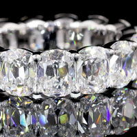 14K White Gold Eternity Band with North-South Prong Set Antique Cushion Cut Lab Diamonds - 7.90 Carat Total Diamond Weight - Covaloro Fine Jewelry