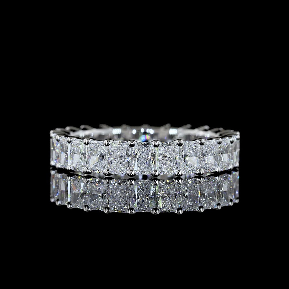 14K White Gold Eternity Band with North-South Prong Set Radiant Cut Lab Diamonds - 2.62 Carat Total Diamond Weight - Covaloro Fine Jewelry