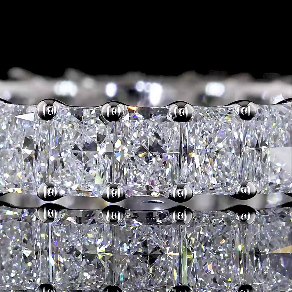 14K White Gold Eternity Band with North-South Prong Set Radiant Cut Lab Diamonds - 2.62 Carat Total Diamond Weight - Covaloro Fine Jewelry