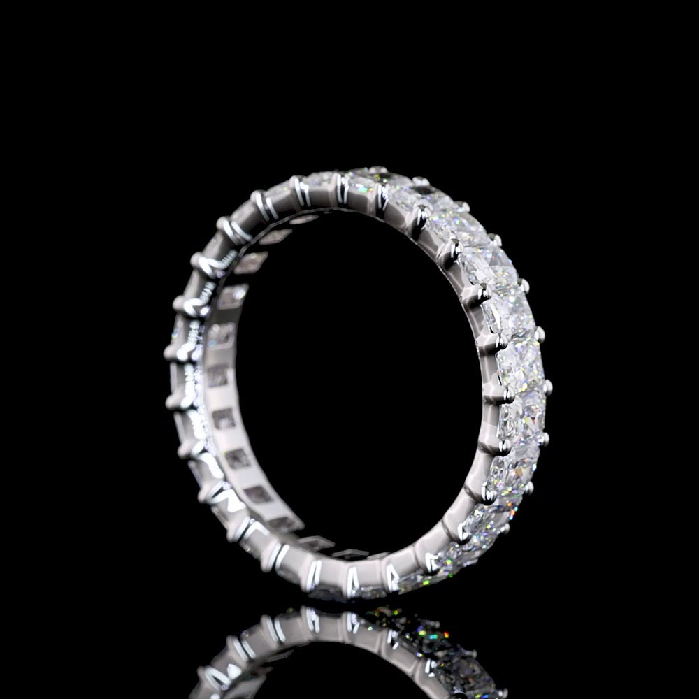 14K White Gold Eternity Band with North-South Prong Set Radiant Cut Lab Diamonds - 2.62 Carat Total Diamond Weight - Covaloro Fine Jewelry