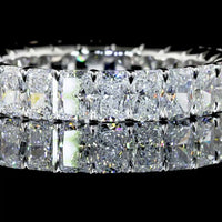 14K White Gold Eternity Band with North-South Prong Set Radiant Cut Lab Diamonds - 3.86 Total Carat Weight, E-F Color, VS2 Clarity - Covaloro Fine Jewelry