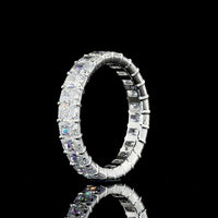 14K White Gold Eternity Band with North-South Prong Set Radiant Cut Lab Diamonds - 3.86 Total Carat Weight, E-F Color, VS2 Clarity - Covaloro Fine Jewelry