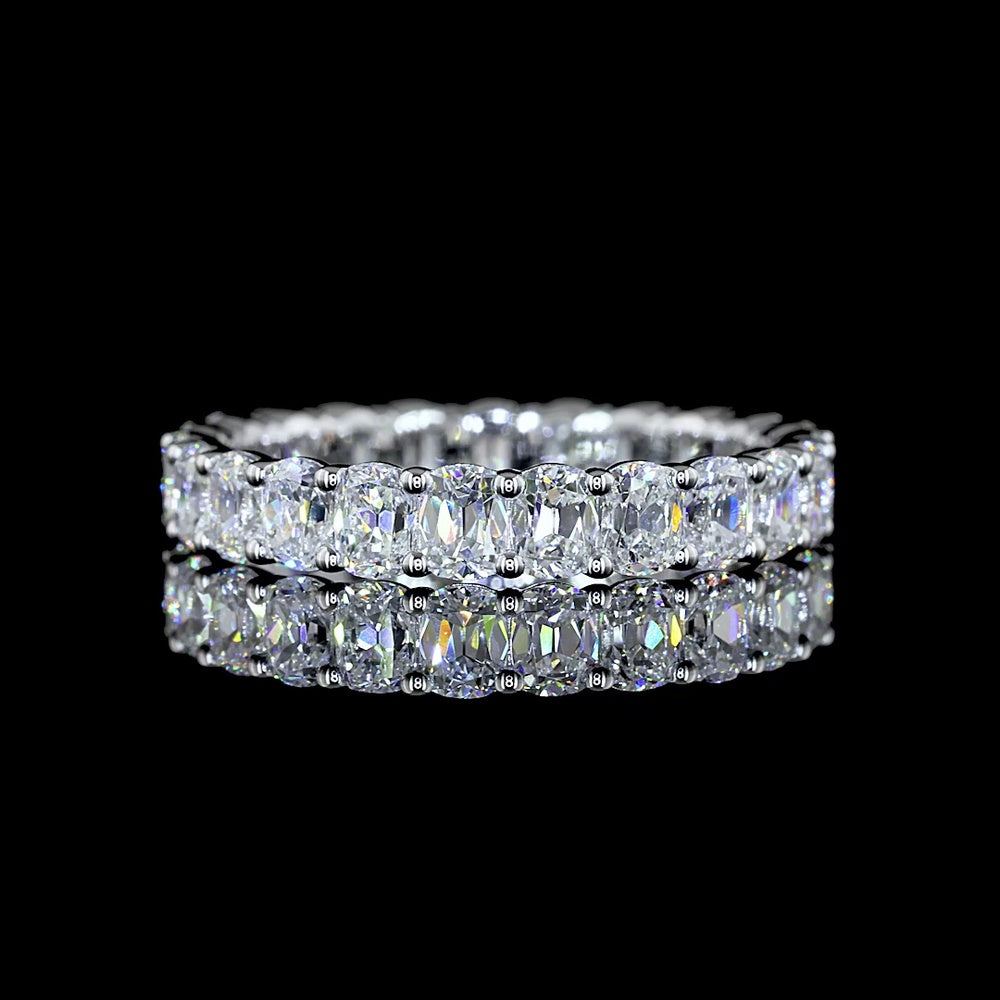 14K White Gold Eternity Band with North-South Set Antique Cushion Cut Lab Diamonds - 2.80 Carat Total Weight, E-F Color VS Clarity - Covaloro Fine Jewelry