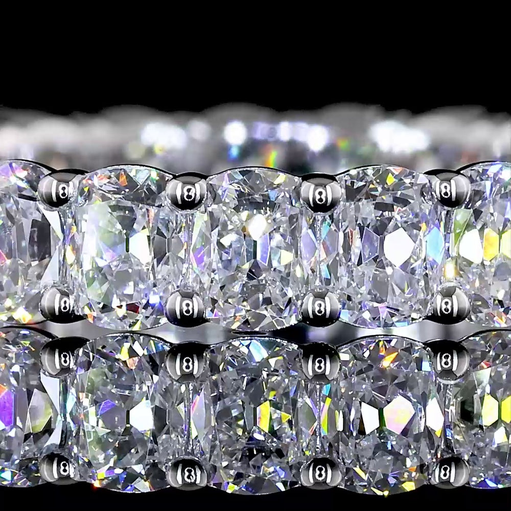 14K White Gold Eternity Band with North-South Set Antique Cushion Cut Lab Diamonds - 2.80 Carat Total Weight, E-F Color VS Clarity - Covaloro Fine Jewelry