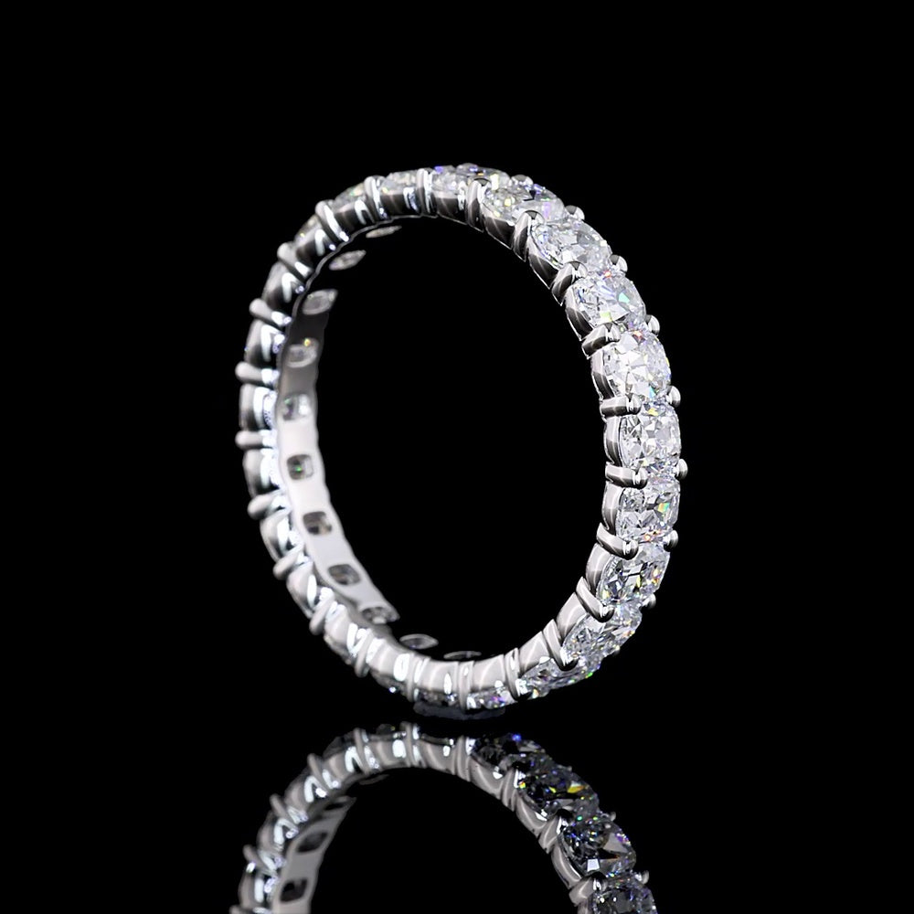 14K White Gold Eternity Band with North-South Set Antique Cushion Cut Lab Diamonds - 2.80 Carat Total Weight, E-F Color VS Clarity - Covaloro Fine Jewelry
