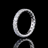14K White Gold Eternity Band with North-South Set Antique Cushion Cut Lab Diamonds - 2.80 Carat Total Weight, E-F Color VS Clarity - Covaloro Fine Jewelry