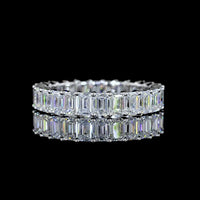 14K White Gold Eternity Band with North-South Set Emerald Cut Lab Diamonds - 3.14 Carat Total Weight, E-F Color, VS Clarity - Covaloro Fine Jewelry