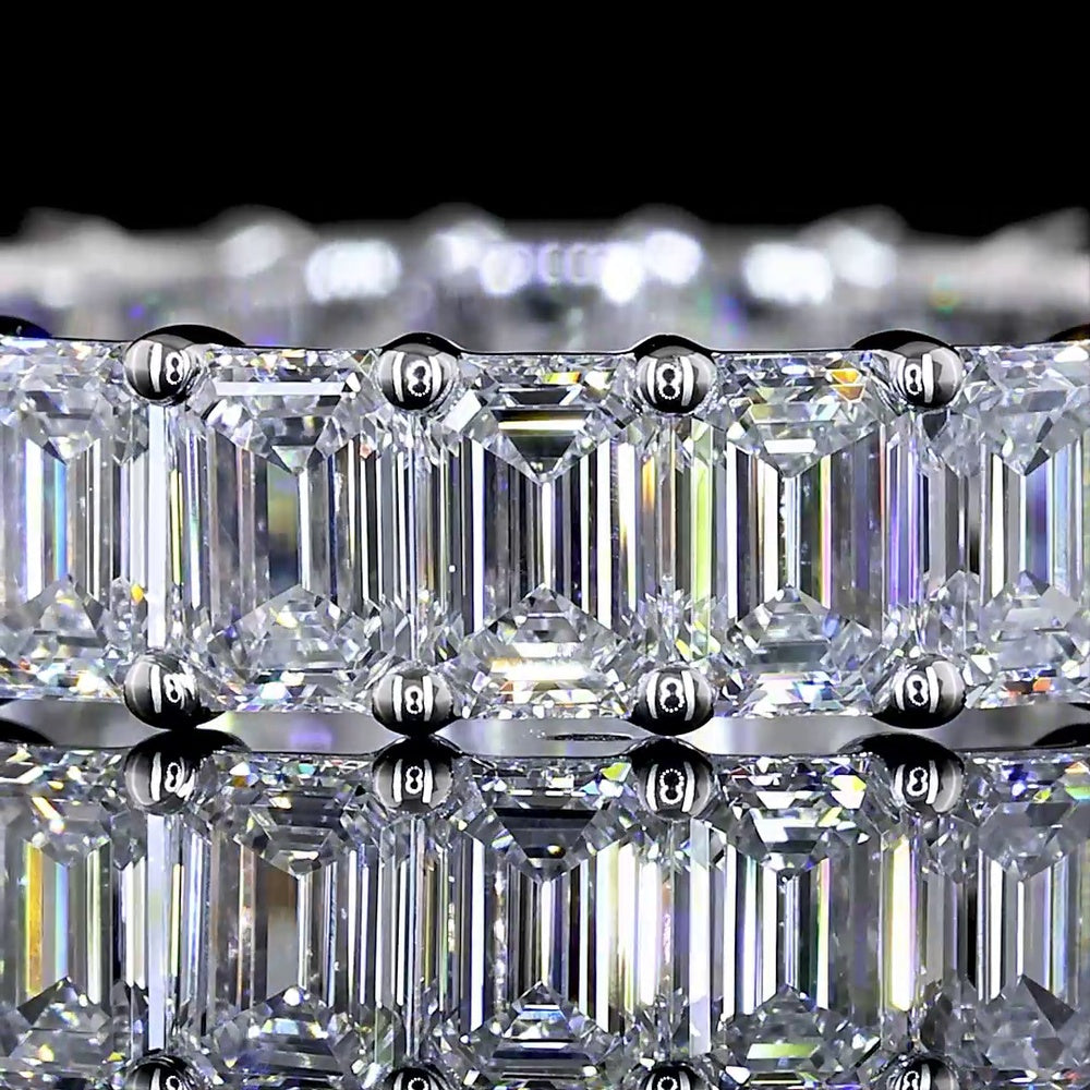 14K White Gold Eternity Band with North-South Set Emerald Cut Lab Diamonds - 3.14 Carat Total Weight, E-F Color, VS Clarity - Covaloro Fine Jewelry