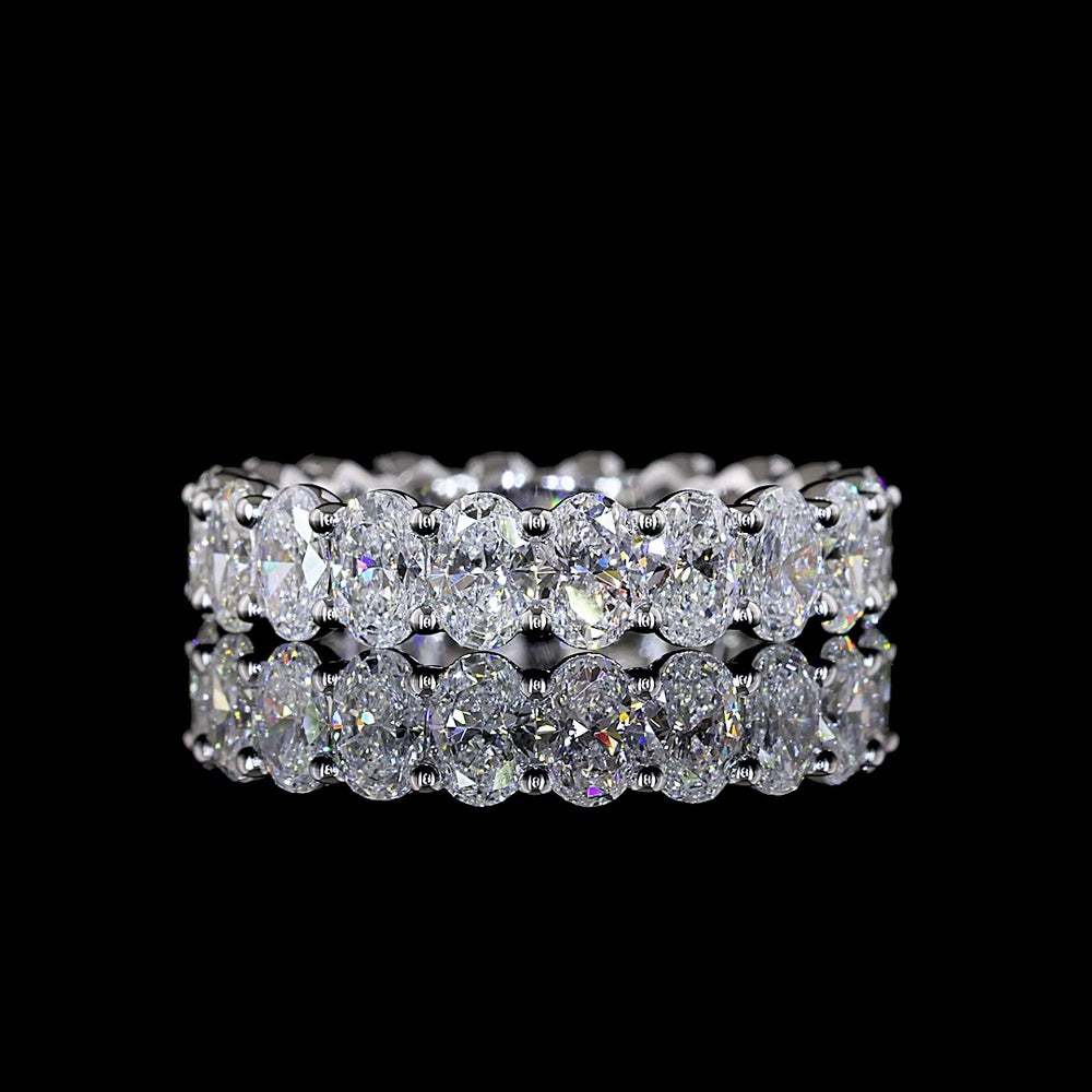 14K White Gold Eternity Band with North-South Set Oval Cut Lab Diamonds - 3.27 Carat Total Weight - Covaloro Fine Jewelry